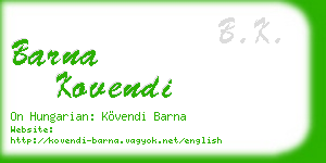 barna kovendi business card
